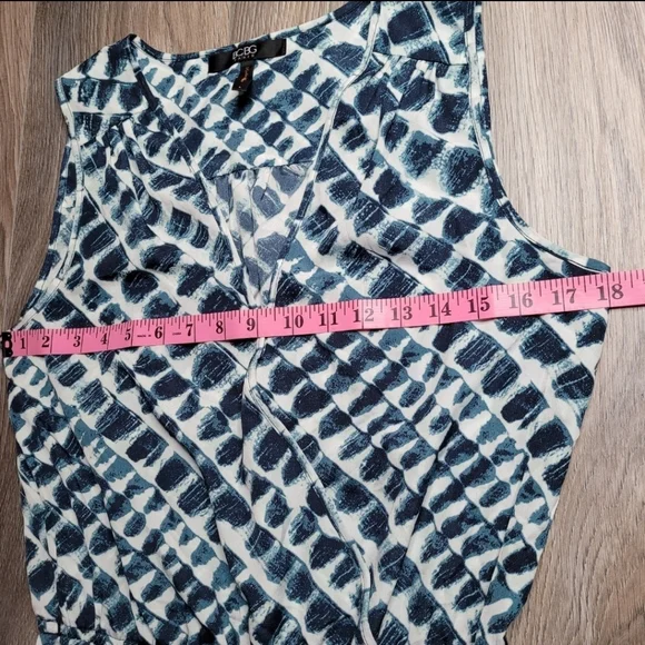 BCBG Paris Jumpsuit Romper Small Blue White Sleeveless Elastic Waist - Picture 8 of 8